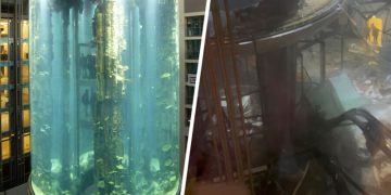 «Дико жаль рыб». В Берлине лопнул самый большой в мире цилиндрический аквариум